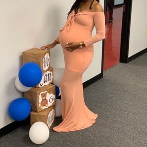 Peach shimmer maternity gown